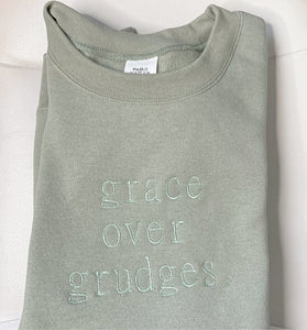 Grace over grudges. | Sage Green Crewneck - Apparel for God LLC