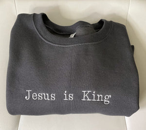 Jesus is King. | grey crewneck - Apparel for God LLC