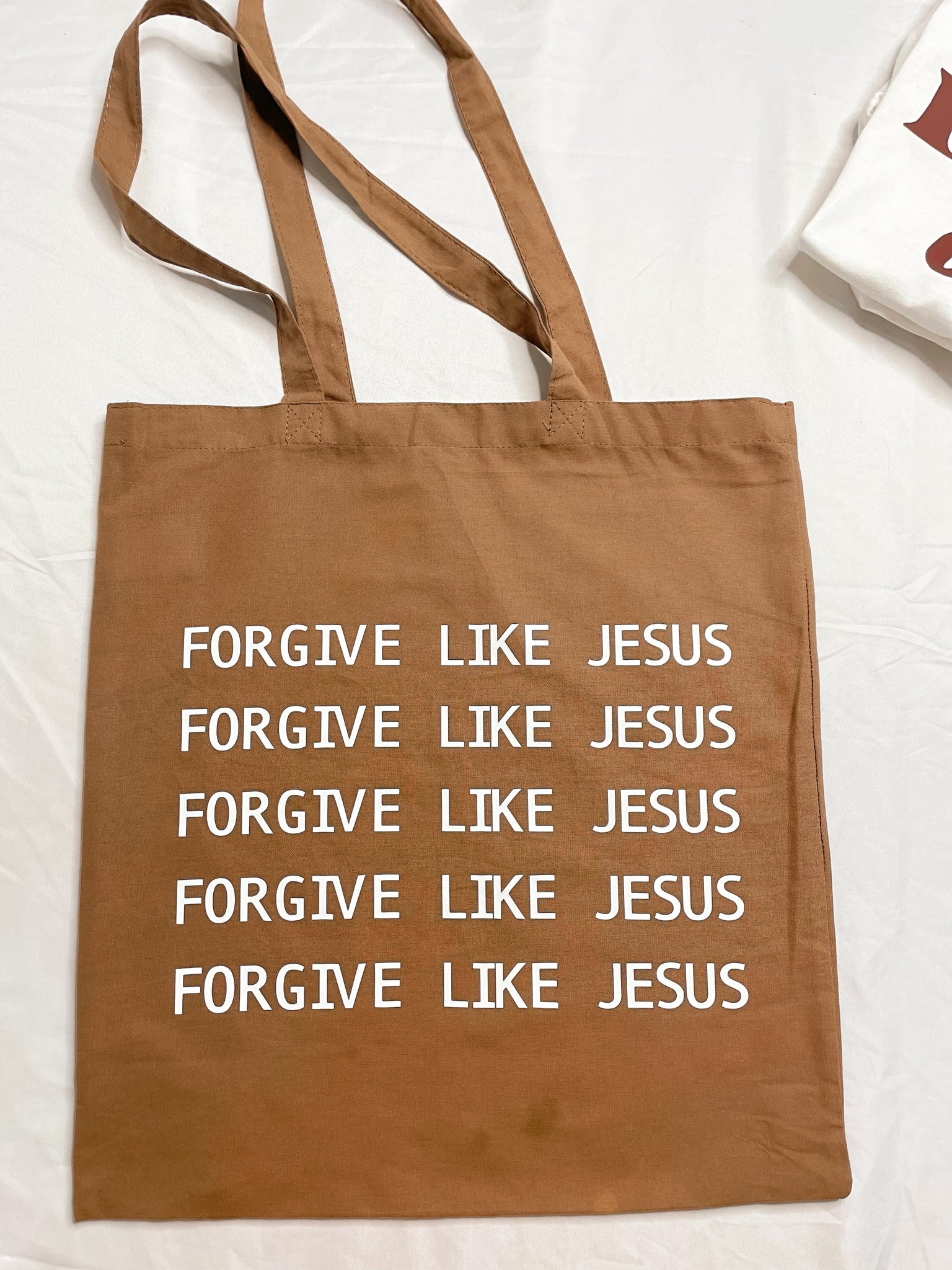 Forgive like Jesus  | brown tote bag - Apparel for God LLC