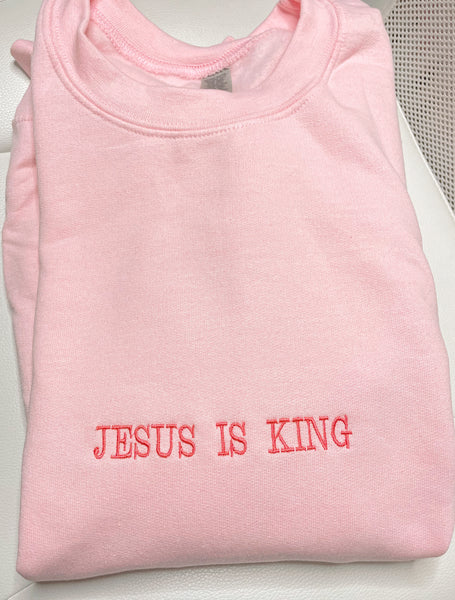 Jesus is King | embroidered crewneck - Apparel for God LLC