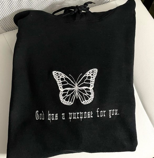 God has a purpose for you | butterfly Hoodie - Apparel for God LLC
