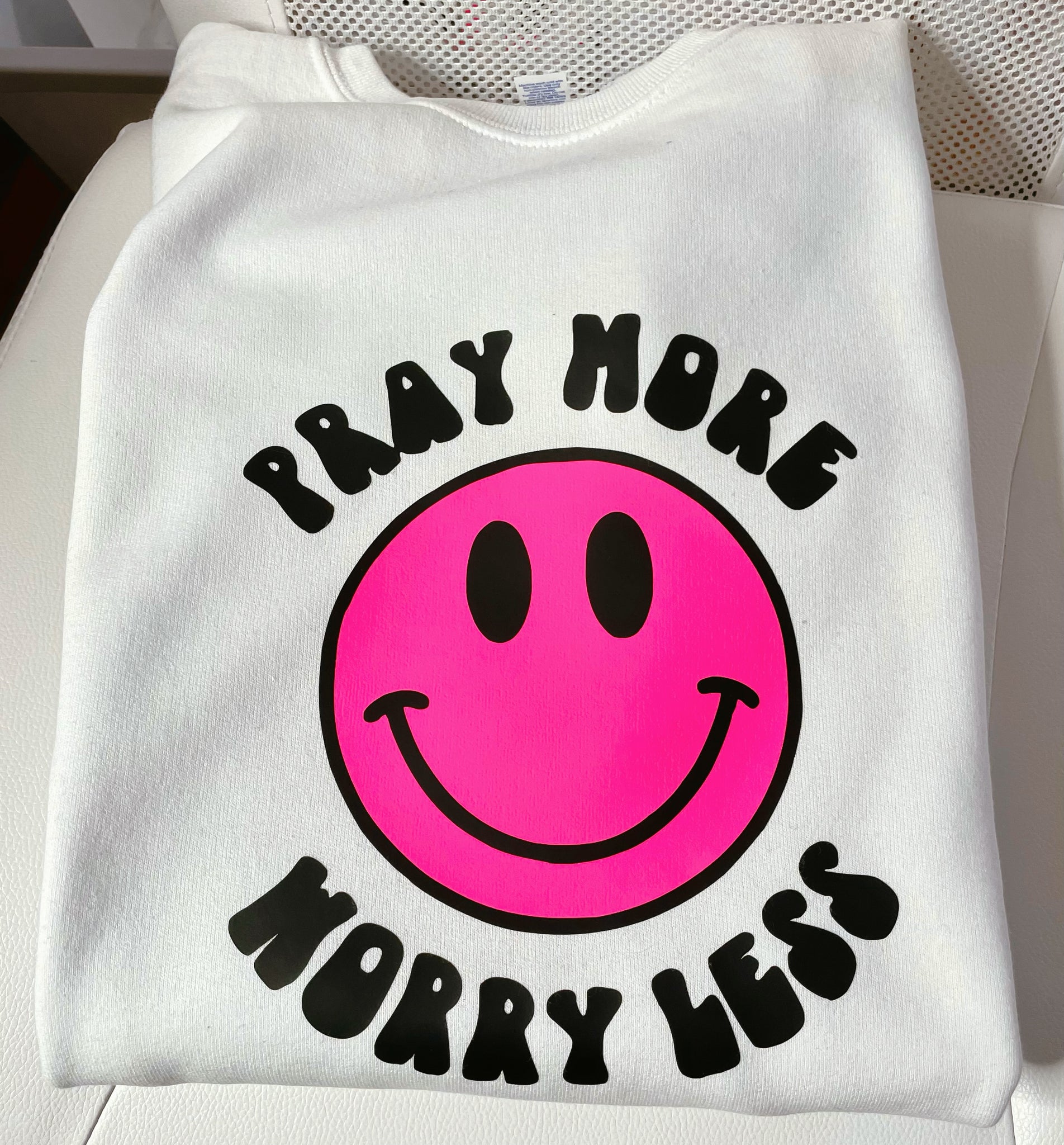 Pray more worry less | white crewneck - Apparel for God LLC